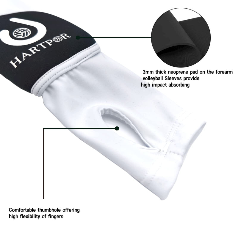 Volleyball Arm Sleeves Passing Forearm Sleeves with Protection Pad and Thumbhole for Youth Protect Arms from Sting 1 Pair White 10“ - BeesActive Australia