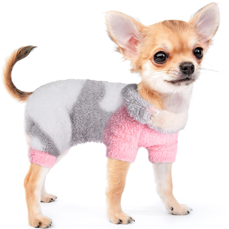 Sebaoyu Plaid Turtleneck Dog Pajamas for Small Dogs, Fleece Dog Sweater, Winter Cute Tiny Dog Clothes Outfit Puppy Pajamas Pet Jumpsuits Cat Clothing camouflage pink - BeesActive Australia