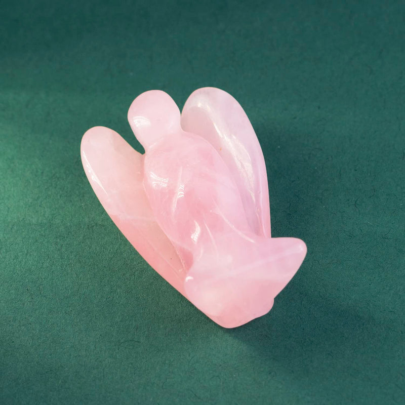 Ouubuuy Natural Rose Quartz Crystal Angel Pocket Guardian Angel Figurines Gift for Reiki Healing 1.5“ Pink Quartz - BeesActive Australia