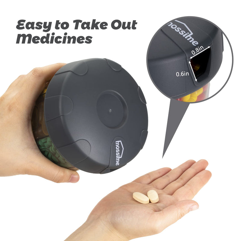 Mossime Supplement Pill Box with Extra Large 7 Compartments, TPU Soft Lid Easy Open Pill Organiser, One Month Travel Medication Organiser Storage Vitamin Holder, Medicine Container Pill Bottle (Gray) Gray - BeesActive Australia
