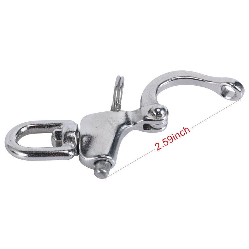 Amarine Made Pair of Swivel Eye Snap Shackle Quick Release Bail Rigging Sailing Boat Marine 316 Stainless Steel for Sailboat Spinnaker Halyard 2-3/4", Silver - BeesActive Australia