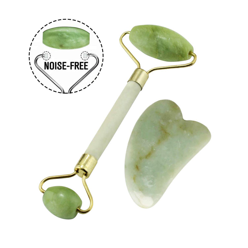 Jade Roller For Face and Gua Sha Set | Facial Gym Rollers Massager Skin Care Contour Eye Puffiness | Face Eye Neck Roller For Slimming and Firming | Anti Aging Jade Roller - BeesActive Australia