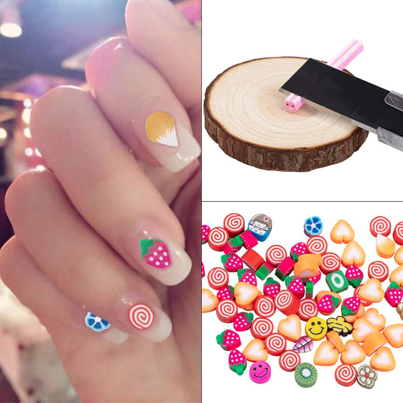 NBEADS 50PCS Mixed Styles Fimo Polymer Clay Cane Slices Nail Art Stickers Nail Art Decoration - BeesActive Australia