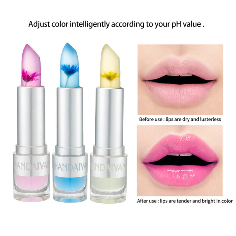 Petansy 3 Colors Lip Set Jelly Flower Lipstick Waterproof Lip Makeup Durable Lipgloss Cosmetics Set with Gift Box (3 Pcs) - BeesActive Australia