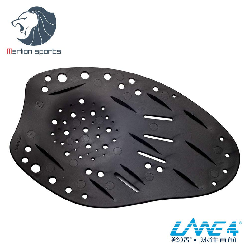 [AUSTRALIA] - LANE4 Hand Paddles - Professional Swim Training Aid Adjustable Straps, 2 Different Sizes (S/L) for All Swimming Levels and Strokes Adults & Youth Black 
