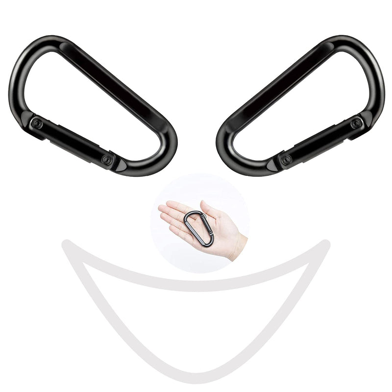Caribeener Carabiner Clip, 860lbs, 3" Iron Heavy Duty Carabiner, D Shape Buckle - Keychains, Camping, Hiking Accessories, Carabiners for Locking Dog Leash, Harness, Yoga Swing, Gym etc, Black, 2 PCS - BeesActive Australia