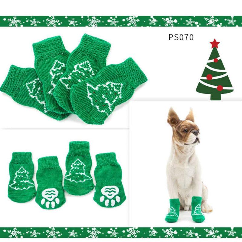 POPETPOP 4 Sets of Pet Dog Puppy Cat Non-Slip Cotton Socks with Christmas Pattern S - BeesActive Australia