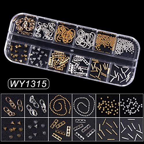 5 Boxes Nail Art Rhinestones Shiny Metal Rivets Charms Hollow Moon Star Feather Shell Shaped Nail Studs Gems for Nails Art Decoration (multicolor) multicolor - BeesActive Australia