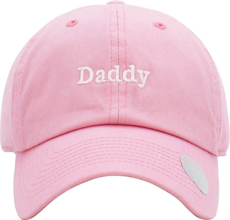 Daddy Dad Hat Baseball Cap Vintage Distressed Classic Polo Style Adjustable Cotton One Size Pink Daddy - BeesActive Australia