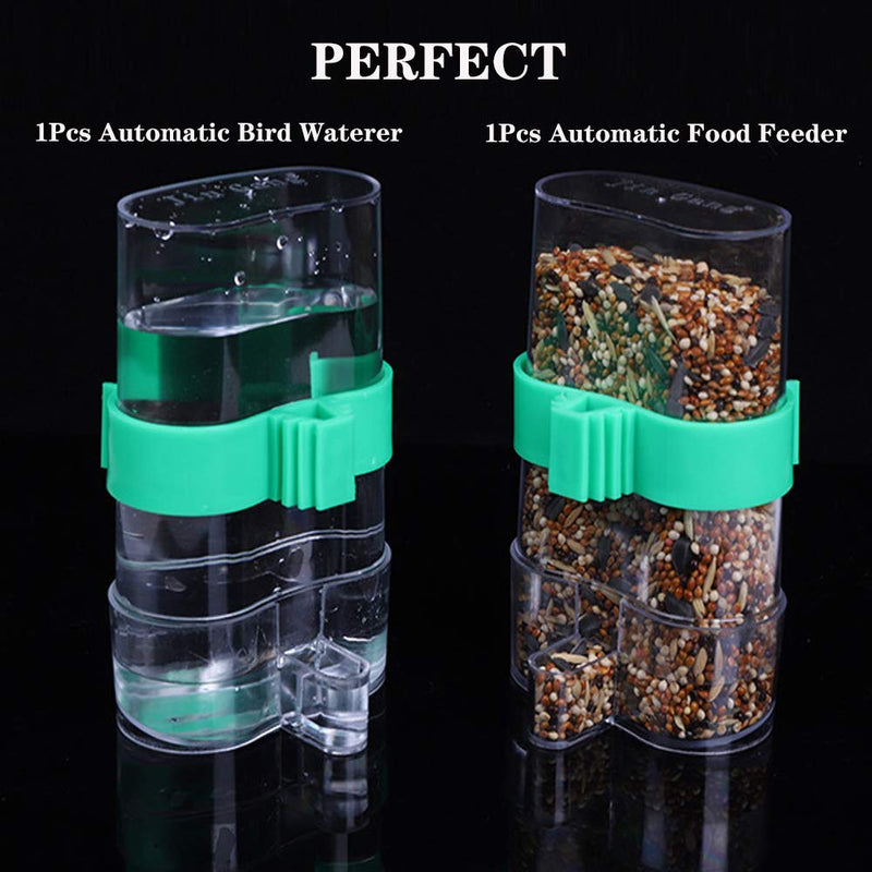 [2 Pack] Seneme Automatic Bird Water Dispenser for Cage, Birds Clear Dispenser Food Feeder, Bird Food Feeder for Cage with 1 Pcs Plastic Fruit Vegetable Feeder - BeesActive Australia