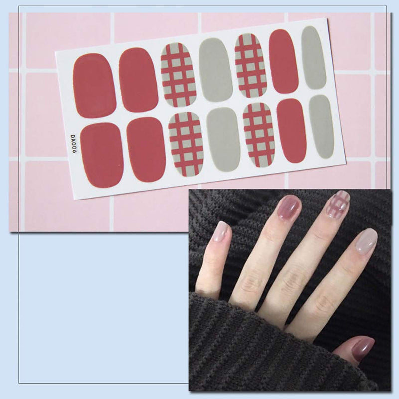 SILPECWEE 6 Sheets Solid Color Nail Polish Wraps Strips and 1Pc Nail File Lattice Glitter Adhesive Nail Art Stickers Decals Manicure Kit - BeesActive Australia