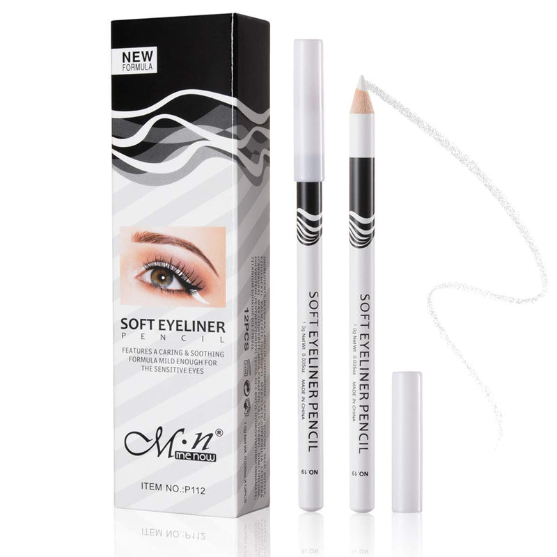 White Eyeliner Pencils Professional Use as Highlighter, Soft, Waterproof, Long-Lasting Eyeshadow, Eye Brightener, Beauty Makeup Tools (12pcs) 12pcs - BeesActive Australia