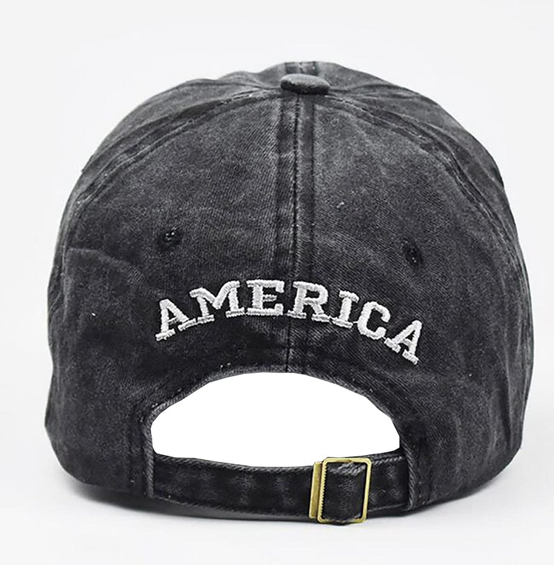 Adjustable Baseball Cap American Flag Hat Headdress Outdoor Sports Cap Peaked Cap Cotton Black - BeesActive Australia
