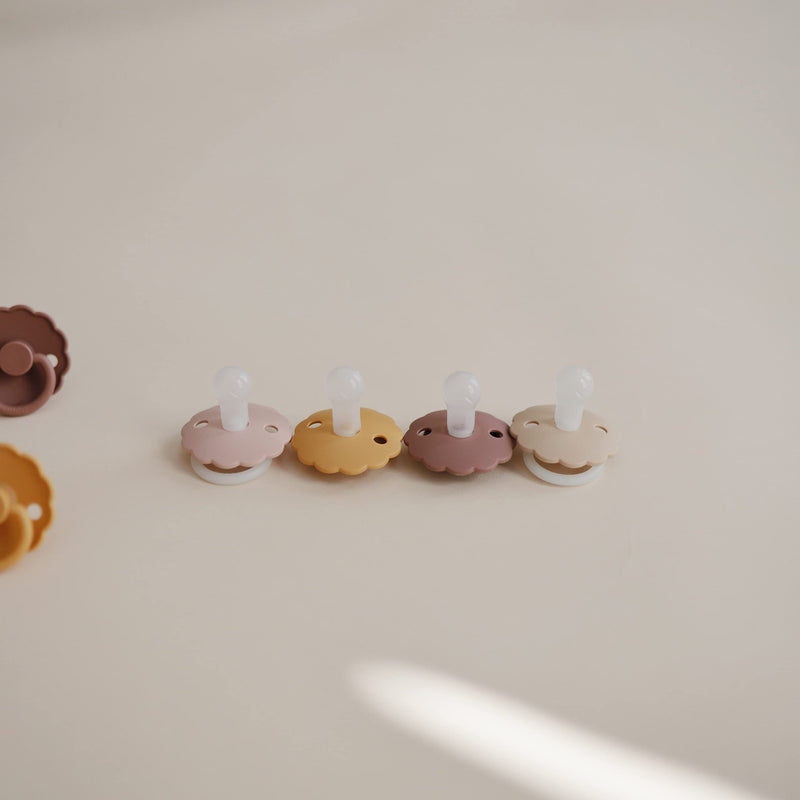 FRIGG Daisy SilkySoft Silicone Baby Pacifier | Made in Denmark | BPA-Free (Woodchuck/ French Gray, 0-6 Months) French Gray/Woodchuck - BeesActive Australia