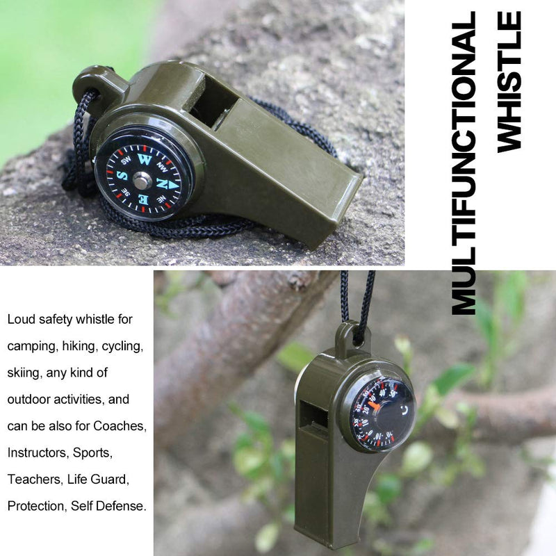 MeiNvShe 2 Pack Emergency Survival Whistle, 3-in-1 Emergency Whistles with Compass and Thermometer, Loud Safety Whistle with Lanyard for Outdoor Hiking - BeesActive Australia