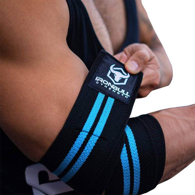 Iron Bull Strength Elbow Wraps (1 Pair) - 40" Elastic Elbow Support & Compression - for Weightlifting, Powerlifting, Fitness, Cross Training & Gym Workout - Elbow Straps for Weight Lifting - BeesActive Australia