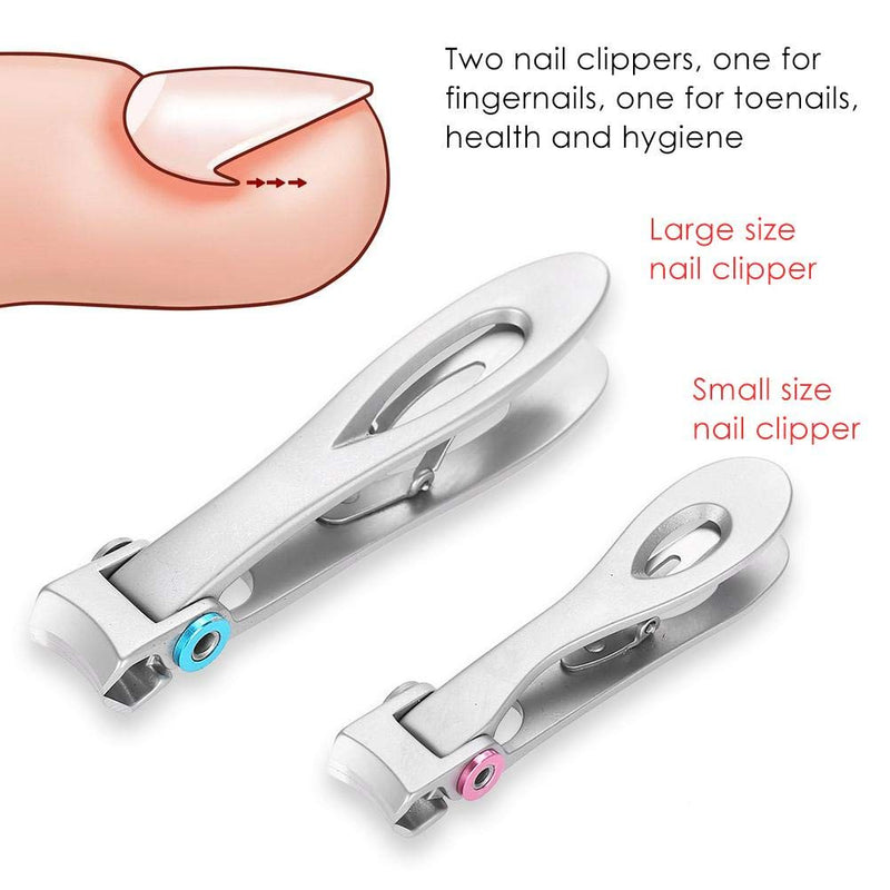 Nail Clipper Kit, 2 Pcs Stainless Steel Sharps Sturdy Trimmer Set Nail Finger Toe Clipper Cutter Trimmer Pedicure Manicure Tool for Thick Toenails or Toughs Fingernails - BeesActive Australia