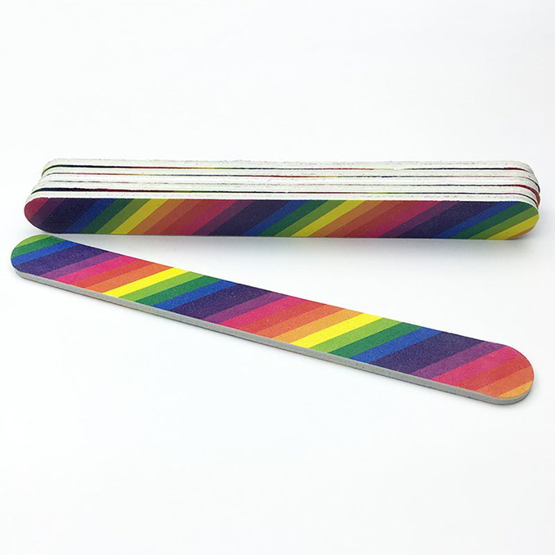 HugeDE 10 Pcs Professional Double Sided Rainbow Nail Files Buffers Emery Board Pedicure Manicure Tool - BeesActive Australia