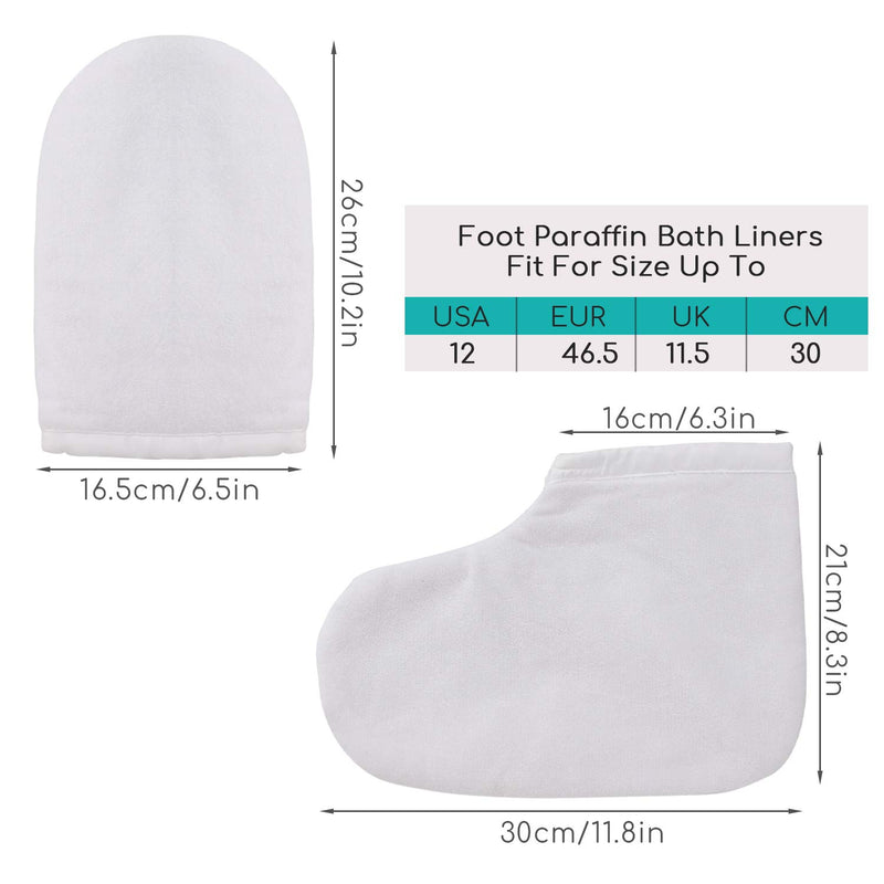 Paraffin Wax Mitts, Segbeauty Paraffin Bath Treatment Terry Cloth Gloves for Hand & Feet, Insulated Mitt for Heat Therapy Spa, Therabath, Great for Paraffin Wax Machine- White Normal - BeesActive Australia