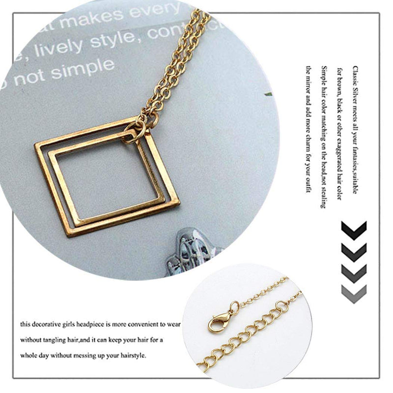 Easedaily Boho Necklaces Gold Square Pendant Short Necklace Chain for Women and Girls - BeesActive Australia