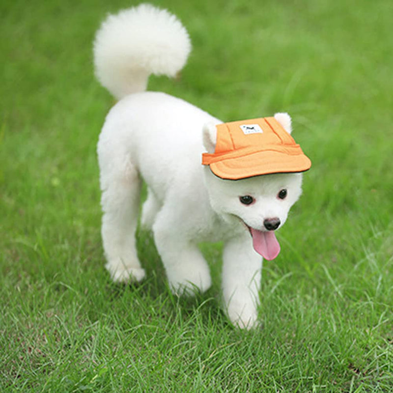 Leconpet Baseball Caps Hats with Neck Strap Adjustable Comfortable Ear Holes for Small Medium and Large Dogs in Outdoor Sun Protection Orange - BeesActive Australia