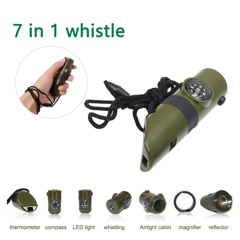 3 Pcs Emergency Survival Whistle 7-in-1 Multifunction Safety Whistle Flashlight Compass Thermometer Magnifier Rescue Signaling Reflector Mirror 2 High Pitch Double Tubes Emergency Survival Whistle - BeesActive Australia