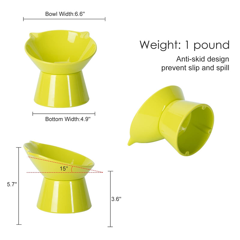Cat Bowls Raised Cat Food Bowls,Elevated Cat Bowls Slanted for Food and Water,Cat Feeding & Watering Supplies 15° Tilted Raised Cat Bowls, Anti Vomiting Cat Dish for Indoor Cats and Small Dogs Green - BeesActive Australia