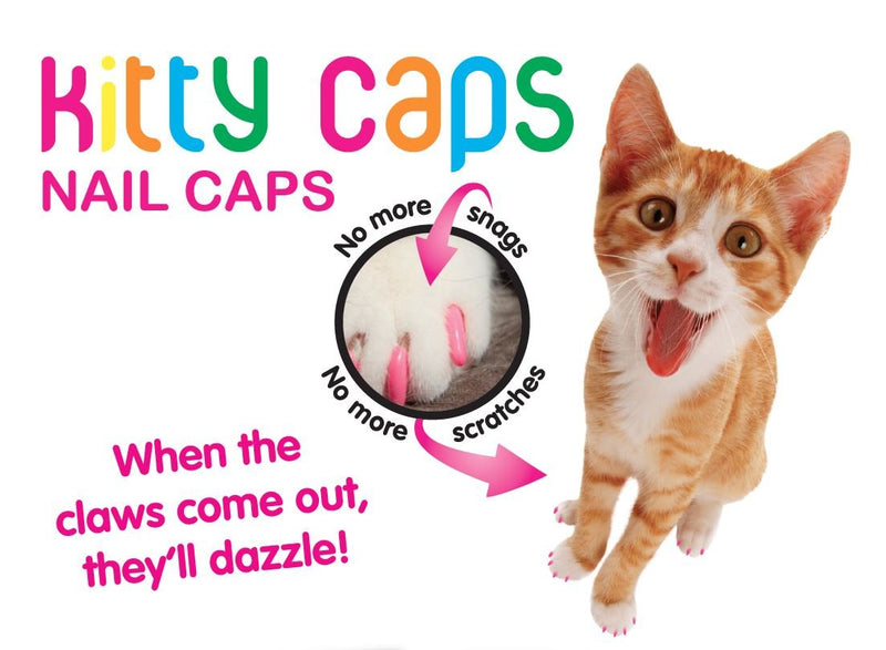 Kitty Caps Nail Caps for Cats - Cat Claw Covers in White with Orange & Clear with Blue Glitter - Safe, Stylish & Humane Alternative to Declawing - Stops Snags and Scratches - Cat Claw Caps Small (6-8 lbs) 1-Pack - BeesActive Australia