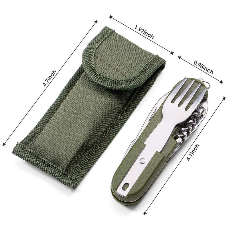 7-in-1 Camping Utensils Tool, Foldable Camping Utensil Set, Portable Stainless Steel Spoon, Fork, Knife & Bottle Opener Combo Sets, Multifunction Travel Backpacking Cutlery Eating with Case by HAHAHOO - BeesActive Australia