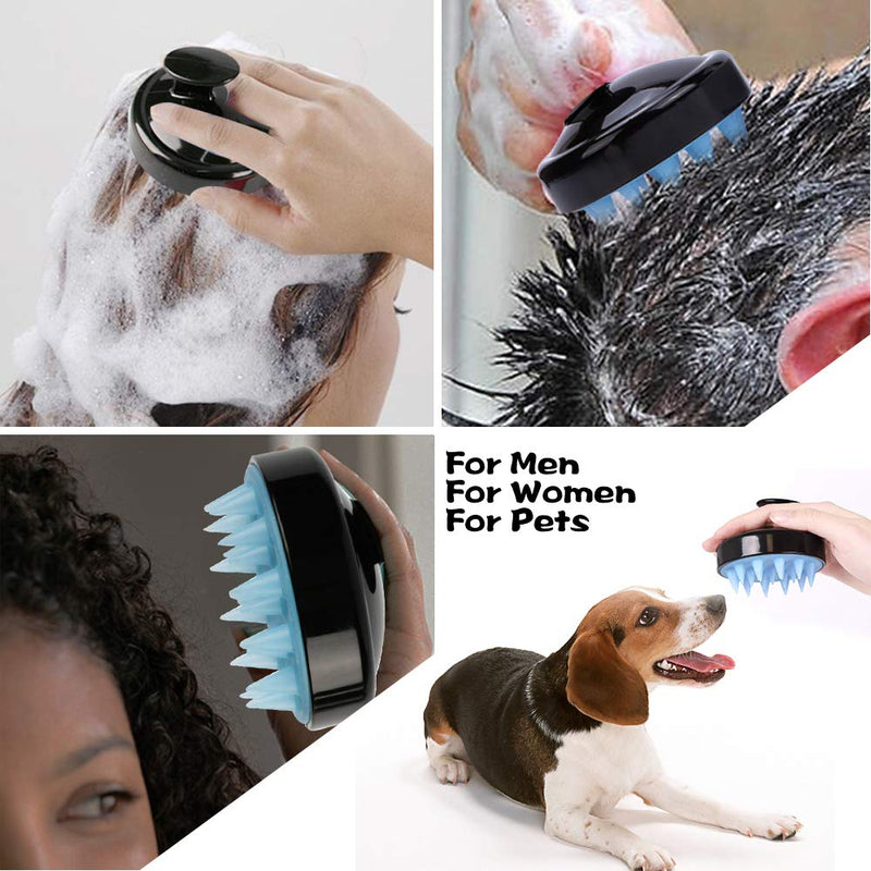 Ithyes Shampoo Brush Silicon Scalp Massager Hair Brush Wet Dry Comb Head Rubber Care Improve Blood Circulation for Men,Women Pets, Black - BeesActive Australia