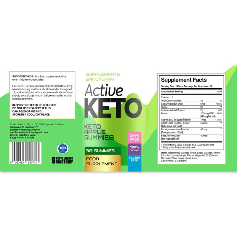 Supplements Sanctuary Active Keto Gummies Keto Apple Gummies (30 Gummies) Apple Flavour ACV 250ml - BeesActive Australia