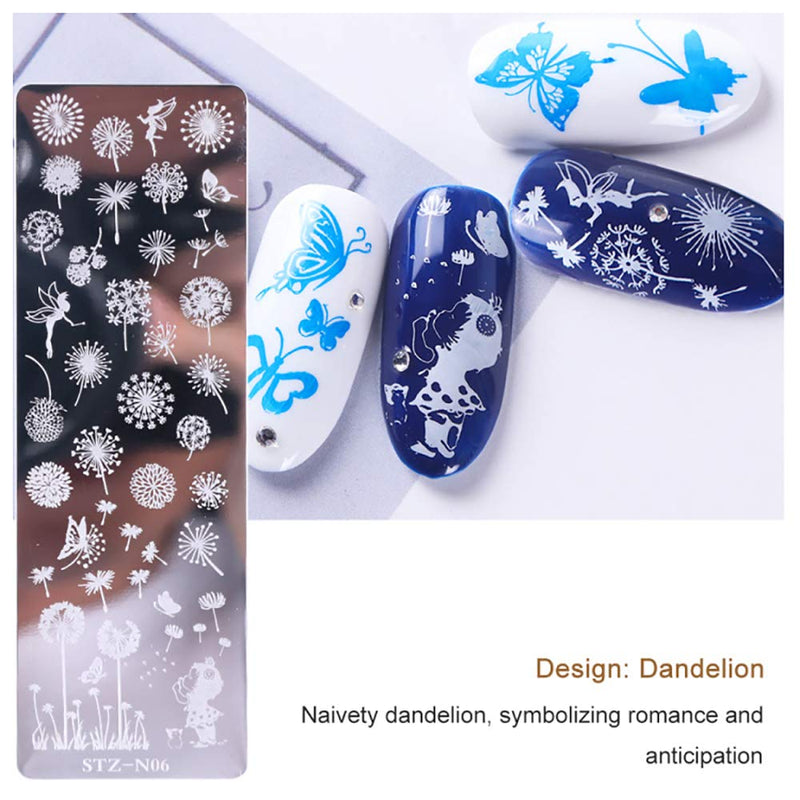 WOKOTO 6Pcs Nail Polish Stamping Plates Kit Flower Butterfly Rose Snowflake Image Templates Stamping Manicure DIY Tools - BeesActive Australia