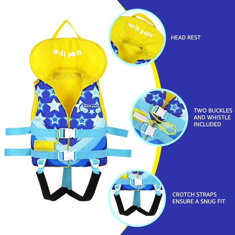 Gogokids Life Jacket Swim Float Vest for Kids - Boys Girls Heads-Up Flotation Jacket Buoyancy Swimsuit Swimwear for Children Swimming Learning Swim Aid Blue X-Small (Pack of 1) - BeesActive Australia