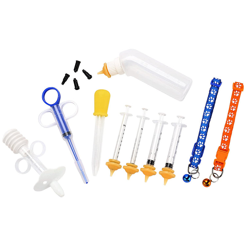 Gufastoe Feeding Bottle Syringe Nipple Kit,with Collar ,Droper and Pet Pill Dispenser for Puppies, Kitten and Other Animals, - BeesActive Australia