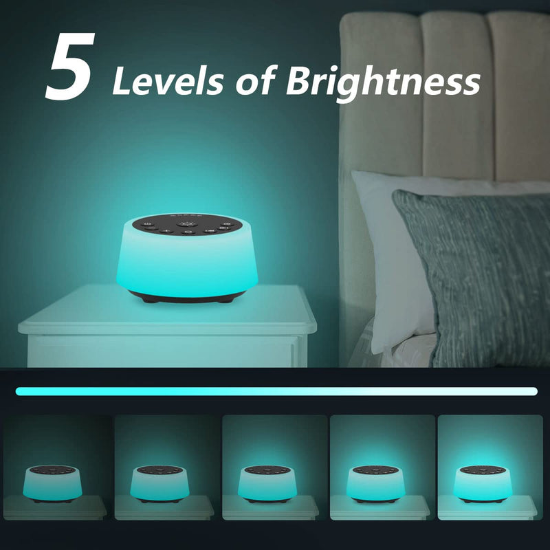 Color Noise Sound Machines with 10 Colors Night Light 25 Soothing Sounds and Sleep White Noise Machine 32 Volume Levels 5 Timers Adjustable Brightness Memory Function for Adults Kids Baby (Black) Black - BeesActive Australia