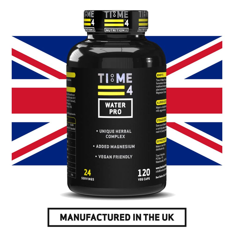 Time 4 Water Pro High Strength Water Pills, Bloating Relief and Weight Loss, Water Balance & Fluid Retention Vegan Friendly 120 Caps 7 Active Ingredients Including Dandelion Root Hawthorne & Green Tea - BeesActive Australia