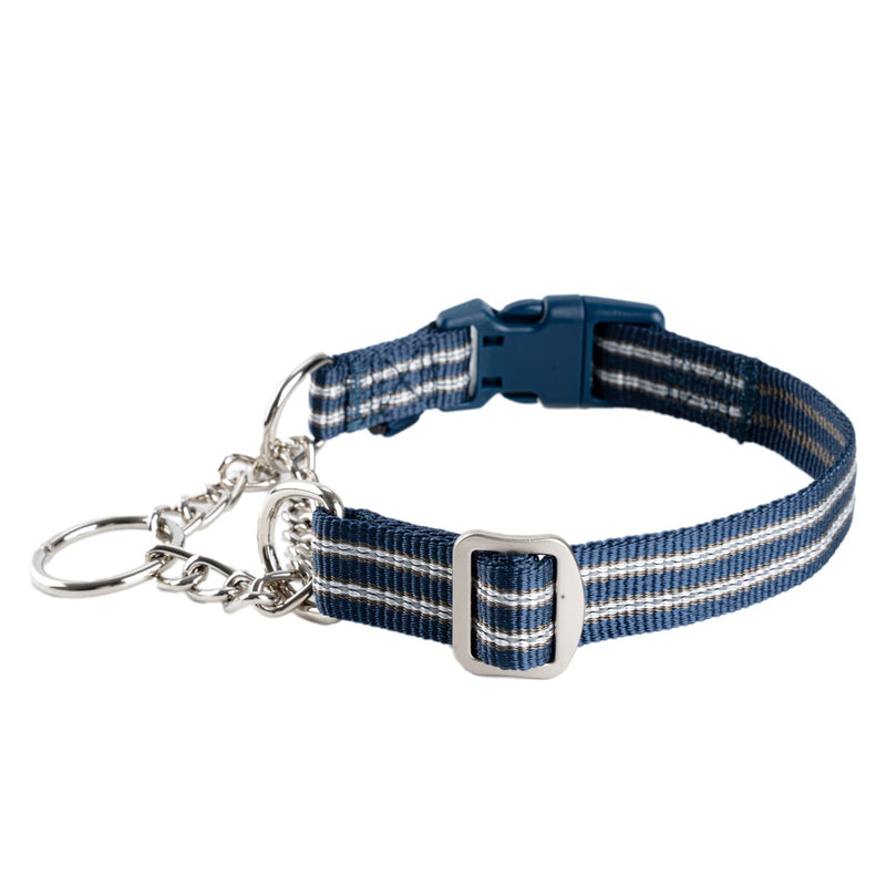 Petiry Martingale Collar Reflective Nylon Choke Collar with Safety Quick Release Buckle,Escape-Proof Anti-pullfor Small Medium and Heavy Duty Dogs Meidum:14"-17" Stainless/Blue - BeesActive Australia