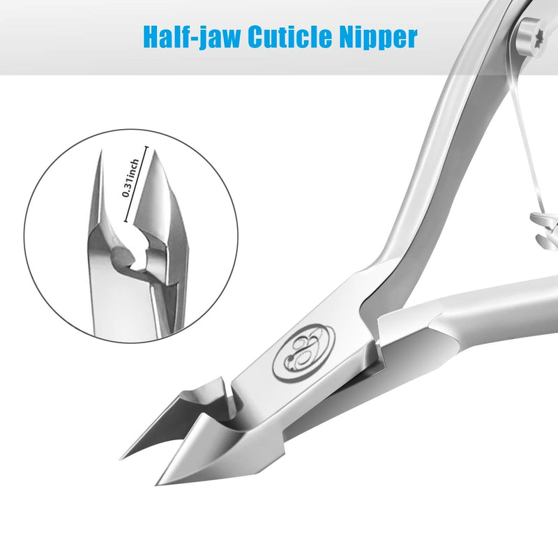 Cuticle Trimmer with Cuticle Pusher - Cuticle Remover Cuticle Nipper Professional Stainless Steel Cuticle Cutter Clipper Durable Pedicure Manicure Tools for Fingernails and Toenails (Silver) - BeesActive Australia