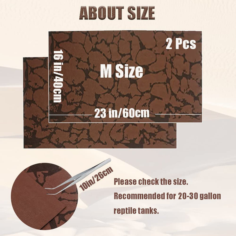 Tfwadmx Reptile Carpet Sand Mat for Bearded Dragon Terrarium Substrate Liner Brown Leopard Gecko Tank Accessories Lizard Bedding Mats for Tortoise Turtle Snake Chameleon with Tweezers M:15.7"x23.6"(2Pcs) - BeesActive Australia