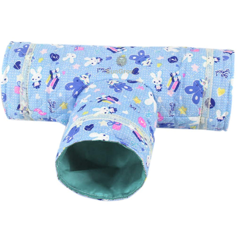 SunGrow Hamster, Hedgehog Tunnel, for Gerbil, Small Animals, Kawaii Fabric, Blue - BeesActive Australia