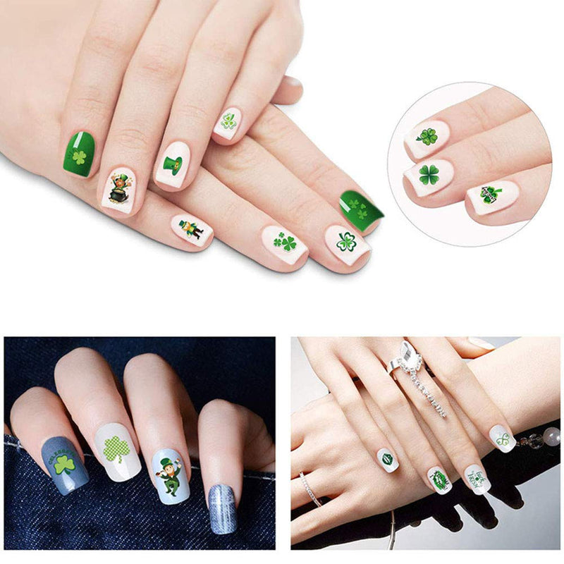 St. Patrick’s Day Nail Stickers Decals 10 Sheets 3D Self-Adhesive Luck of The Irish Self-Adhesive Nail Art Stickers, Shamrock False Nail Decals Manicure Nail Tip Decoration - BeesActive Australia