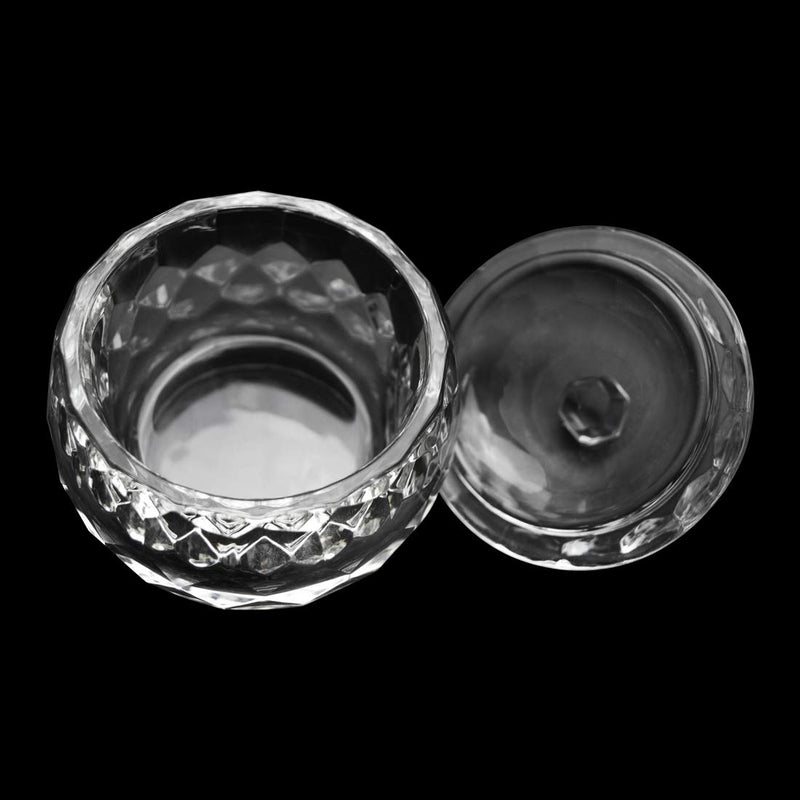 Round Crystal Clear Acrylic Liquid Powder Glass Dappen Dish Glass Cup w Cap Lid Bowl for Acrylic Nail Art Transparent Kit, HJ-NAPB013 Large Round Cup - BeesActive Australia