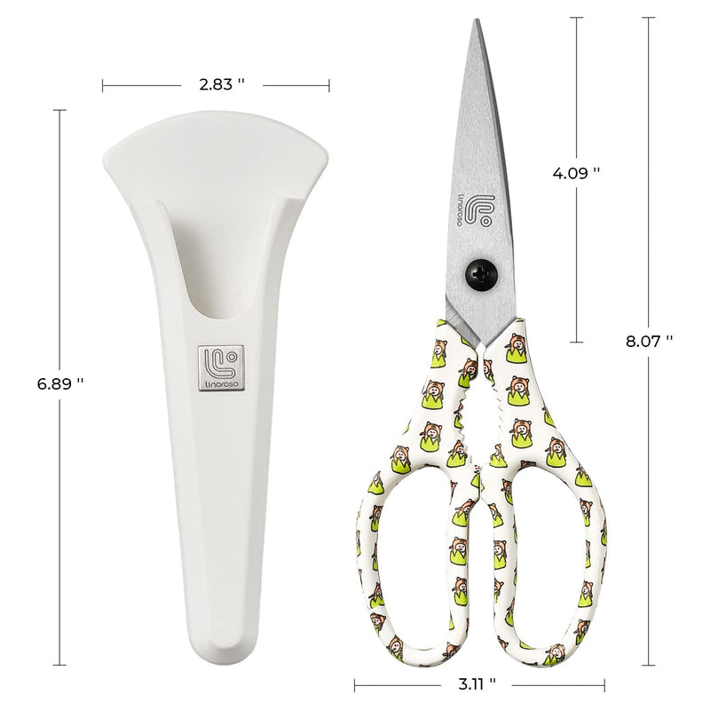 Linoroso Kitchen Scissors Heavy Duty Kitchen Shears with Magnetic Holder Made with Japanese Steel 4034, Multipurpose Ultra Sharp Cooking Scissors for Meat/Vegetables/BBQ/Herbs/Pizza (Graphic,Tiger) White/Tiger - BeesActive Australia
