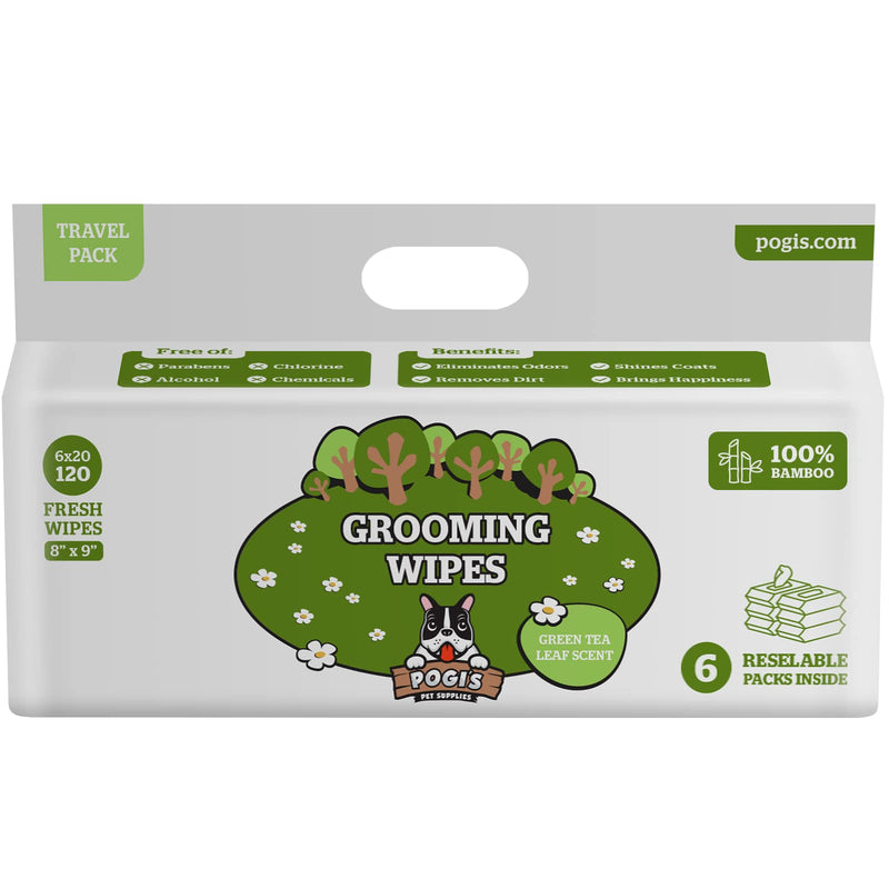 Pogi's Poop n' Wipe Travel Pack - 270 Compostable Dog Poop Bags and 120 Green Tea Leaf Scented Grooming Wipes in Travel Packs Bundle - BeesActive Australia