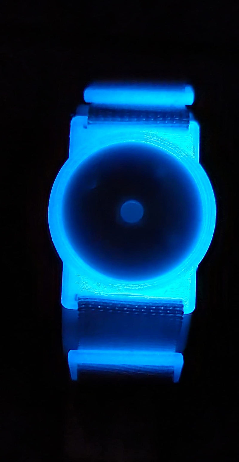 CGM Clips UK - Sensor Armband Holder/Protector compatible with FreeStyle Libre 1/2 - Blue Glow in the Dark (Black Strap) Black Strap - BeesActive Australia
