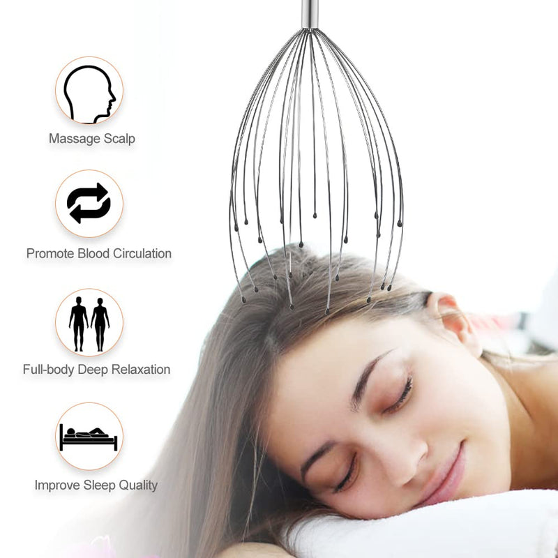URAQT Head Massager Scalp Massage Scratcher Set 3 Pack, 20 Prongs Head Scratcher and Back Scratchers, Portable Tingler Massage for Deep Relaxation, Hair Stimulation and Body Stress Relax - BeesActive Australia