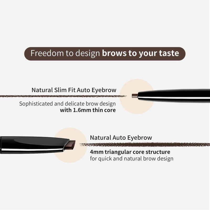 EGLIPS Natural Auto Eyebrow #02 Dark Brown, 0.1oz - Double-headed pencil, triangular tip+brush, waterproof, smudgeproof | eyebrow pencil | eyebrow makeup | eyebrow pen | eyebrow pencil dark brown 02 DARK BROWN - BeesActive Australia