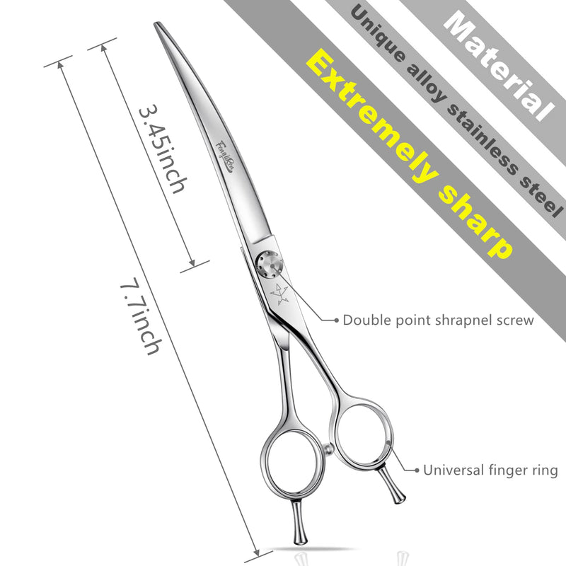 Fengliren High-end Professional Dog Grooming Curved Scissors/Pet Curved Shears 7.5 Inches Extremely Very Sharp Made Of Advanced Stainless Steel Alloy By Hand For Dog Cat And Horse Breeder - BeesActive Australia