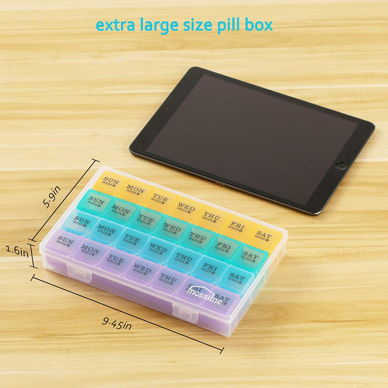 Mossime Large Monthly Pill Box Organiser 4 Week, Pill Boxes 7 Day 1 Times a Day Compartments Tablet Organiser Box 28 Day with Dust-Proof Case Vitamin Meds Supplement Container for Family Multicoloured - BeesActive Australia