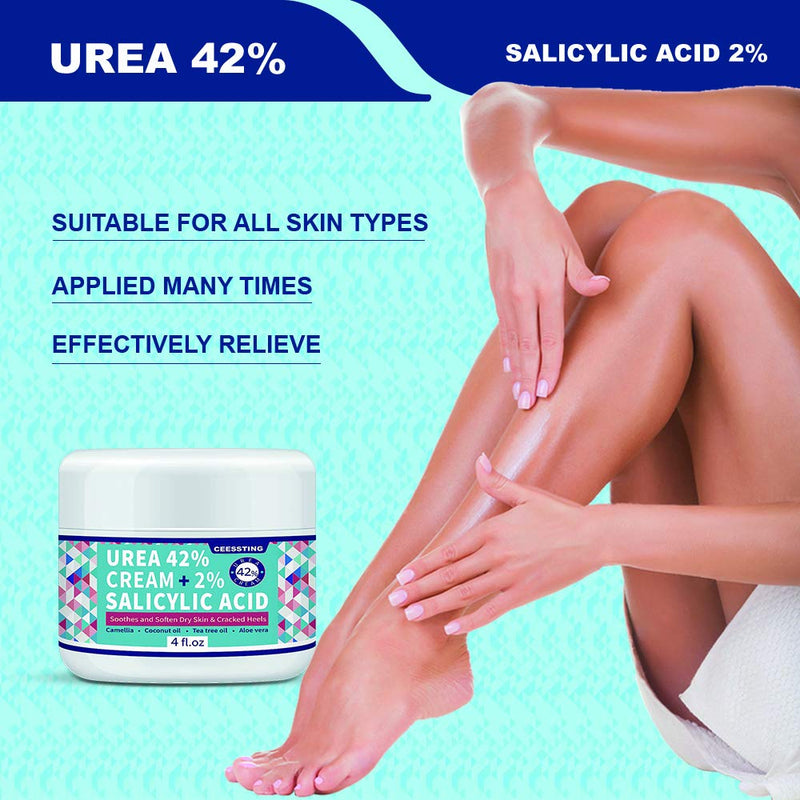 Urea Cream 42% for Feet, 4 oz-A Complete Callus-Care, Designed to A Complete Foot Cream & Specially Designed for Dry & Cracked Feet, Hands, Heels, Elbows, Nails, Knees, Strengthens and Softens Skin - BeesActive Australia